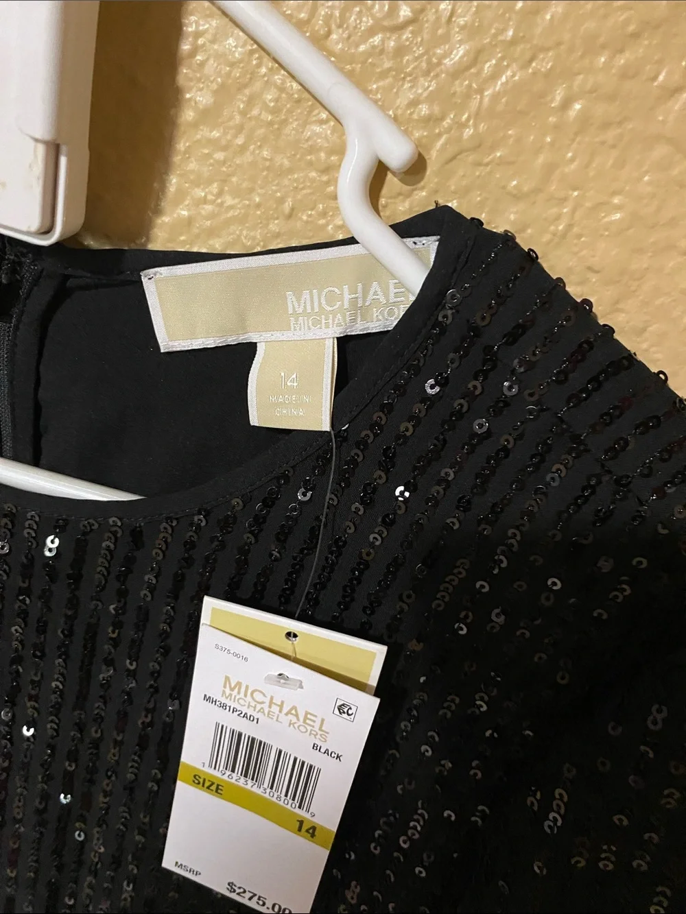 Michael Kors Black Long-Sleeve Sequin Evening Gown